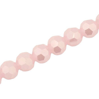 10MM FACETED ROUND CRYSTAL BEADS - APPROX 72/PCS - PEARL PINK