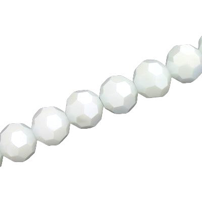 10MM FACETED ROUND CRYSTAL BEADS - APPROX 72/PCS - WHITE ALABASTER