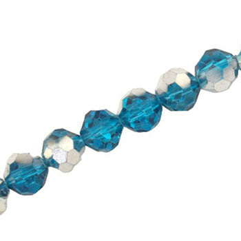 10 MM FACETED ROUND CRYSTAL BEADS APPROX 72/PCS - AQUA METALLIC SILVER