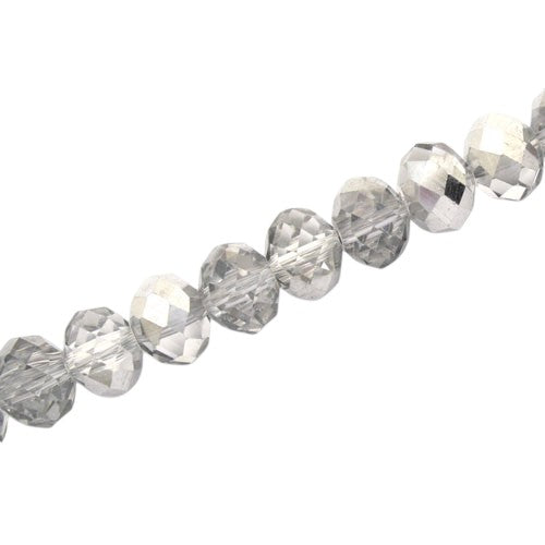 10 X 8 MM RONDELLE BEADS CRYSTAL METALLIC SILVER - 60 PCS