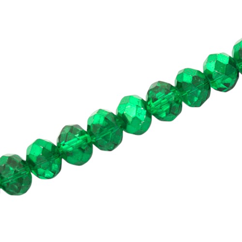 10 X 8 MM RONDELLE BEADS CRYSTAL METALLIC GREEN - 60 PCS
