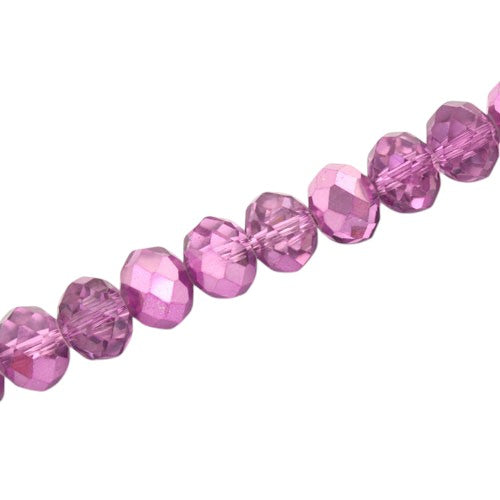 10 X 8 MM RONDELLE BEADS CRYSTAL METALLIC PINK - 60 PCS