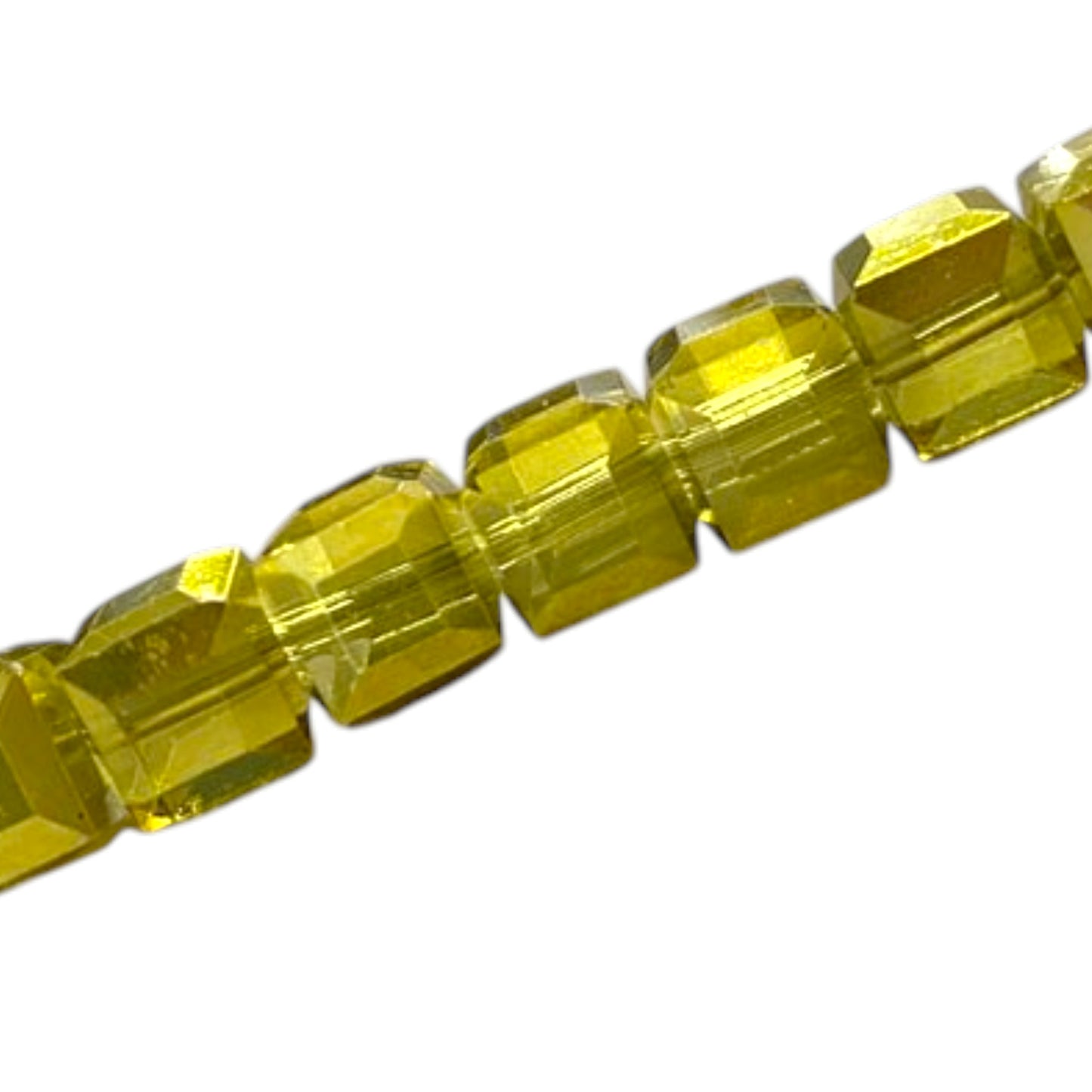 10 MM CUBE BEADS APPROX 38 PCS / CRYSTAL METALLIC YELLOW
