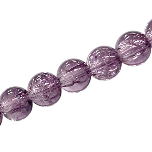 10 MM ROUND GLASS CRACKLE BEADS DARK PURPLE - 80 PCS