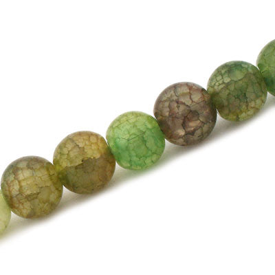 10 MM ROUND CRACKLE MIX / GREEN AMBER - 42 PCS