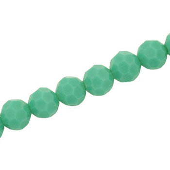 10 MM FACETED ROUND CRYSTAL BEADS APPROX 72/PCS - OPAQUE LT GRN TURQ