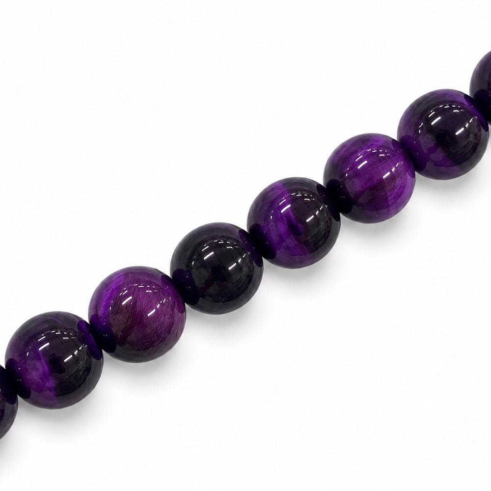 Purple Tiger Eye 10mm Round – Colour Enhanced - Approx 38pcs