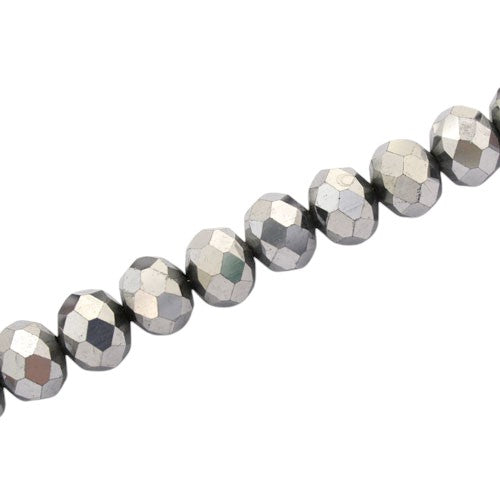 10 X 8 MM CRYSTAL RONDELLE BEADS METALLIC SILVER - 72 PCS