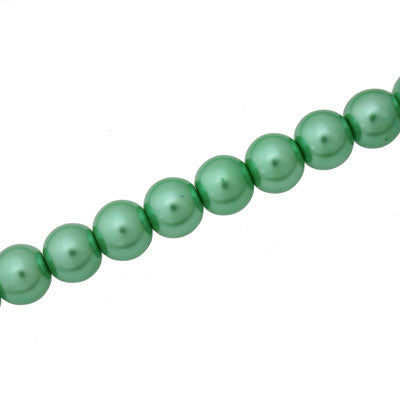 10 MM GLASS PEARL BEADS - APPROX 85 / PCS - APPLE GREEN