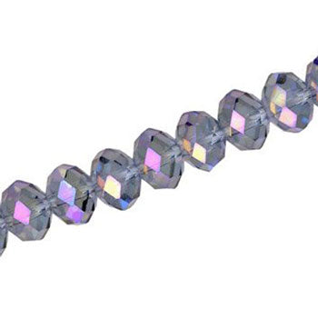 12 X 9 MM CRYSTAL RONDELLE BEADS AMETHYST AB - APPROX 72 / PCS
