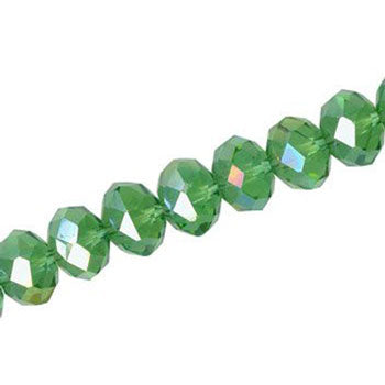 12 X 9 MM CRYSTAL RONDELLE BEADS GREEN AB - APPROX 72 / PCS