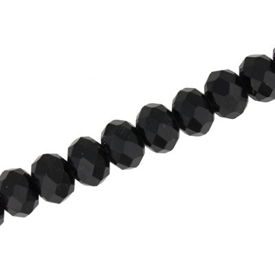 10 X 8 MM CRYSTAL RONDELLE BEADS JET - APPROX 72 / PCS