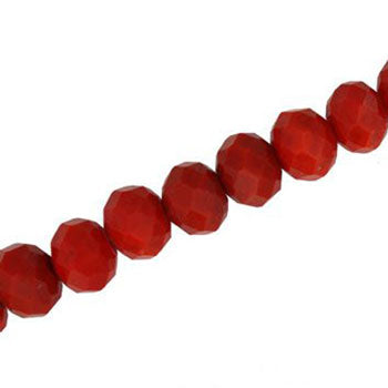 12 X 9 MM CRYSTAL RONDELLE BEADS OPAQUE RED - APPROX 72 / PCS