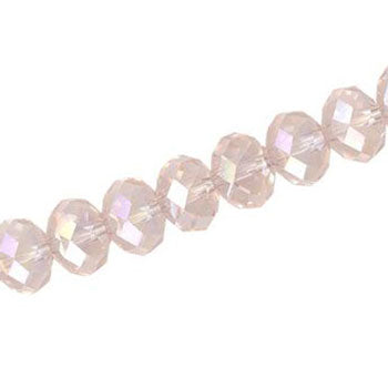 12 X 9 MM CRYSTAL RONDELLE BEADS LIGHT PINK AB - APPROX 72 / PCS