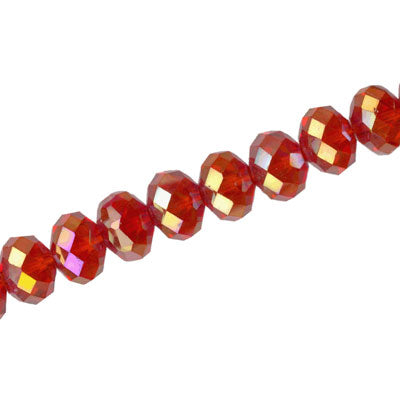 10 X 8 MM CRYSTAL RONDELLE BEADS RED AB - APPROX 72 / PCS