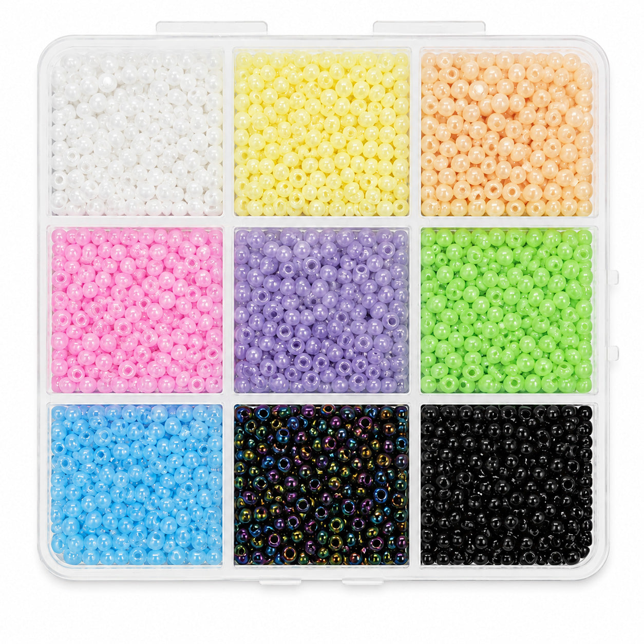#11/0 Pearl Seed Bead Assortment – 9 Colours – 170g Storage Box