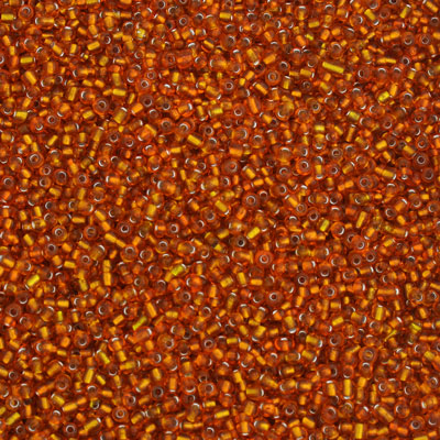 #11/0 SEED BEADS - APPROX 100G - SILVER LINED ORANGE