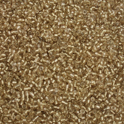 #11/0 SEED BEADS - APPROX 100G - SILVER LINED PALE GOLD