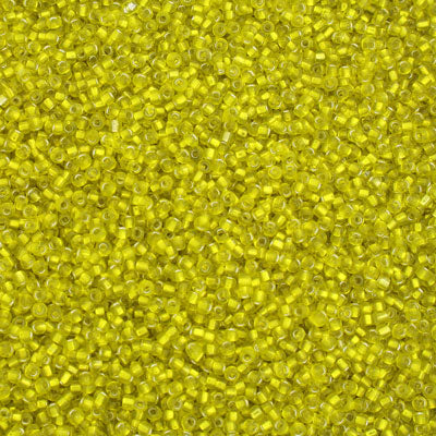 #11/0 SEED BEADS - APPROX 100G - SILVER LINED YELLOW