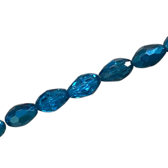 15 X 10 MM TEARDROP BEADS CRYSTAL / METALLIC BLUE ZIRCON - 24 PCS