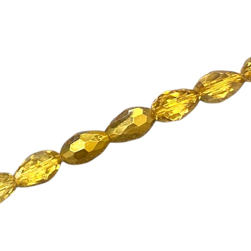 12 X 8 MM TEARDROP BEADS CRYSTAL / METALLIC GOLD - 55 PCS