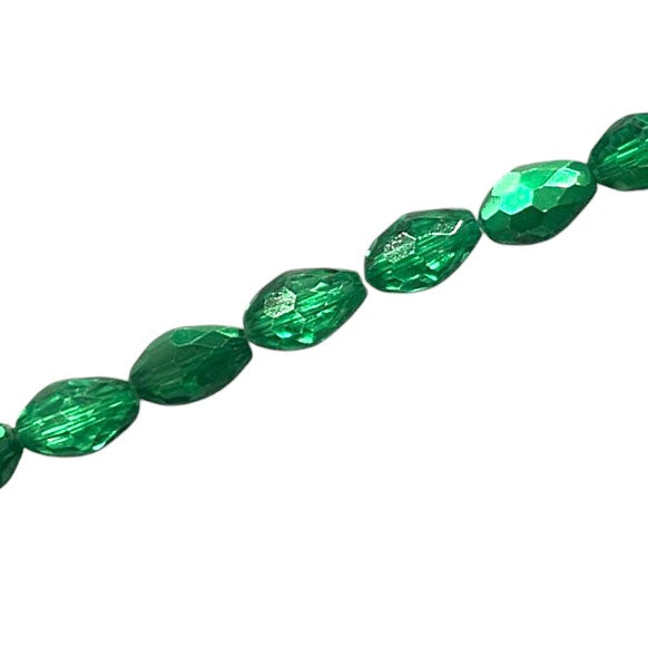 12 X 8 MM TEARDROP BEADS CRYSTAL / METALLIC GREEN - 55 PCS
