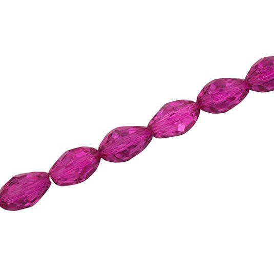 12 X 8 MM TEARDROP BEADS CRYSTAL / METALLIC HOT PINK - 55 PCS