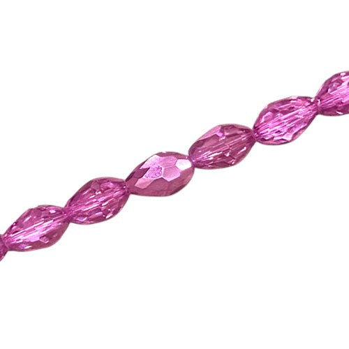 12 X 8 MM TEARDROP BEADS CRYSTAL / METALLIC PINK - 55 PCS