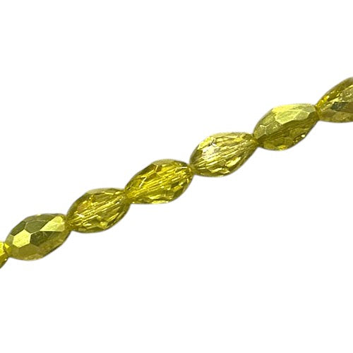 12 X 8 MM TEARDROP BEADS CRYSTAL / METALLIC YELLOW - 55 PCS