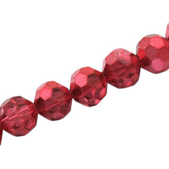 12 MM FACETED ROUND BEADS APPROX 25/PCS - CRYSTAL METALLIC CRANBERRY