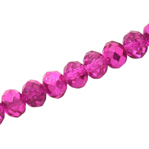 12 X 9 MM RONDELLE BEADS CRYSTAL METALLIC HOT PINK - 35 PCS