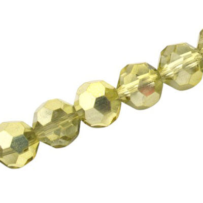 12 MM FACETED ROUND BEADS APPROX 25/PCS - CRYSTAL METALLIC OLIVE