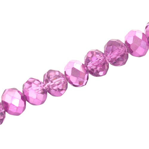 12 X 9 MM RONDELLE BEADS CRYSTAL METALLIC PINK - 35 PCS