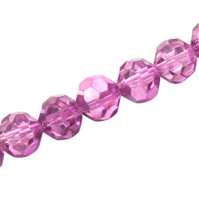 12 MM FACETED ROUND BEADS APPROX 25/PCS - CRYSTAL METALLIC PINK