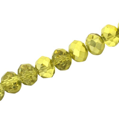 12 X 9 MM RONDELLE BEADS CRYSTAL METALLIC YELLOW - 35 PCS