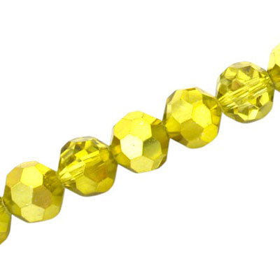 12 MM FACETED ROUND BEADS APPROX 25/PCS - CRYSTAL METALLIC YELLOW