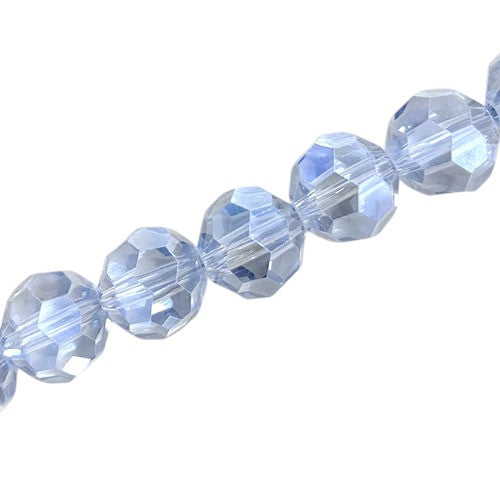 12 MM FACETED ROUND BEADS APPROX 50/PCS - ICE BLUE