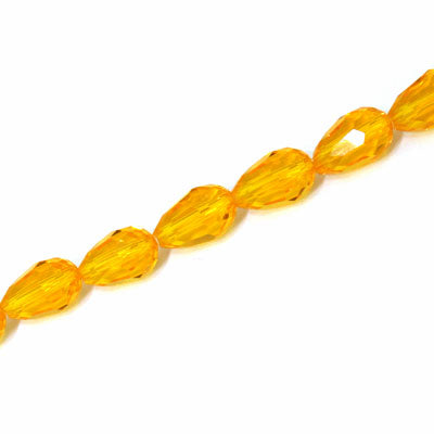 12 X 8 MM CRYSTAL TEARDROP BEADS LIGHT ORANGE - APPROX 56 PCS