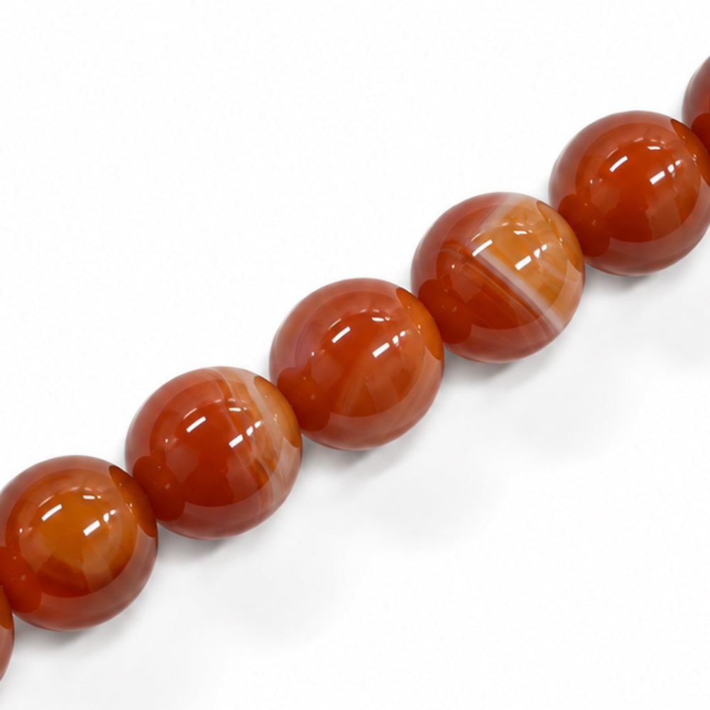 Agate Orange Beads 12mm Round Dyed – Approx 33pcs