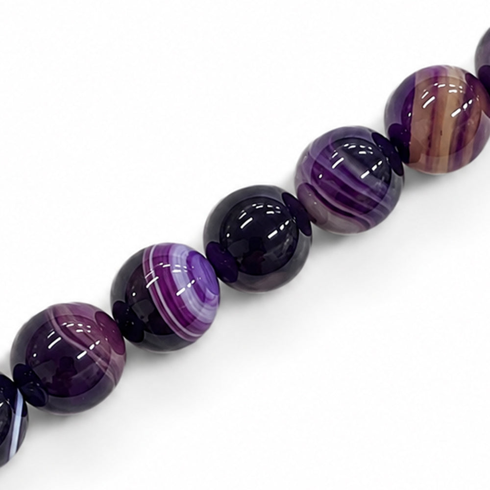 Agate Purple Beads 12mm Round Dyed – Approx 33pcs