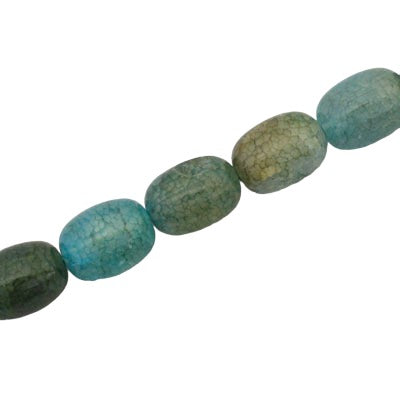 14 X 10 MM OVAL CRACKLE MIX / GREEN / AQUA- 28 PCS