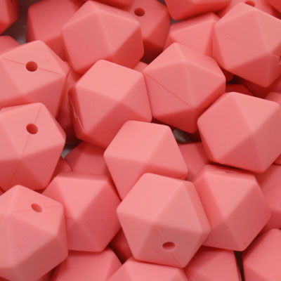 14 MM HEXAGON SILICONE BEADS BABY PINK - 4 PCS