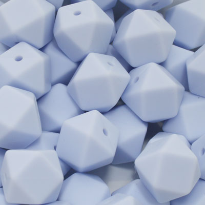 14 MM HEXAGON SILICONE BEADS BABY BLUE - 4 PCS