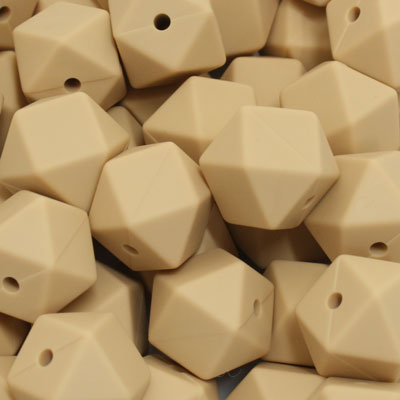 14 MM HEXAGON SILICONE BEADS BEIGE - 4 PCS