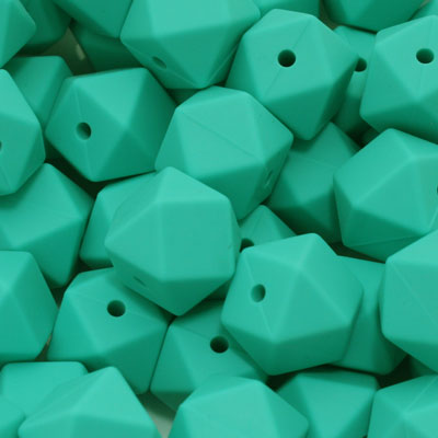 14 MM HEXAGON SILICONE BEADS MINT - 4 PCS