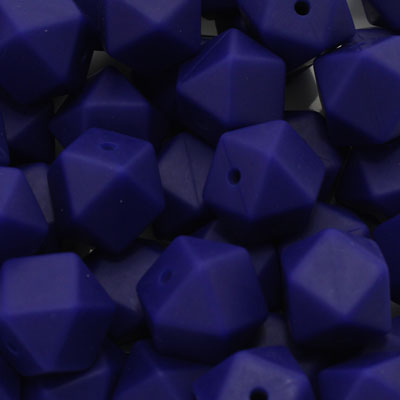 14 MM HEXAGON SILICONE BEADS ROYAL BLUE - 4 PCS