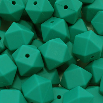 14 MM HEXAGON SILICONE BEADS TEAL - 4 PCS