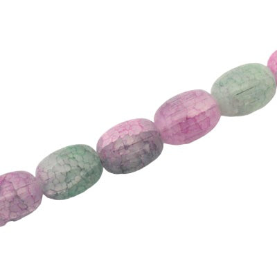 14 X 10 MM OVAL CRACKLE MIX / PINK/GREEN - 28 PCS