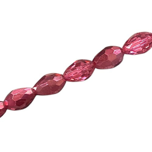 15 X 10 MM TEARDROP BEADS CRYSTAL / METALLIC CRANBERRY - 24 PCS