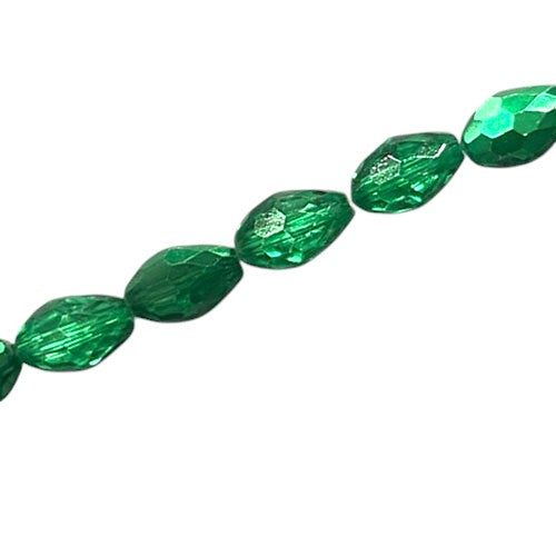 15 X 10 MM TEARDROP BEADS CRYSTAL / METALLIC GREEN - 24 PCS